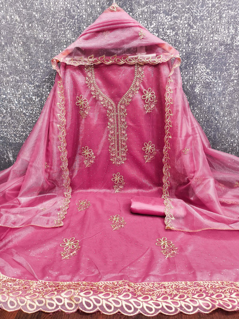 Dhaaga Ghar Embroidered Organza Unstitched Dress Material - Image 2