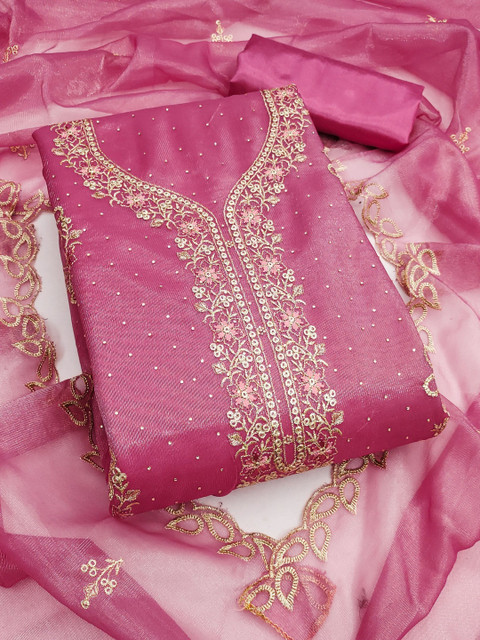 Dhaaga Ghar Embroidered Organza Unstitched Dress Material