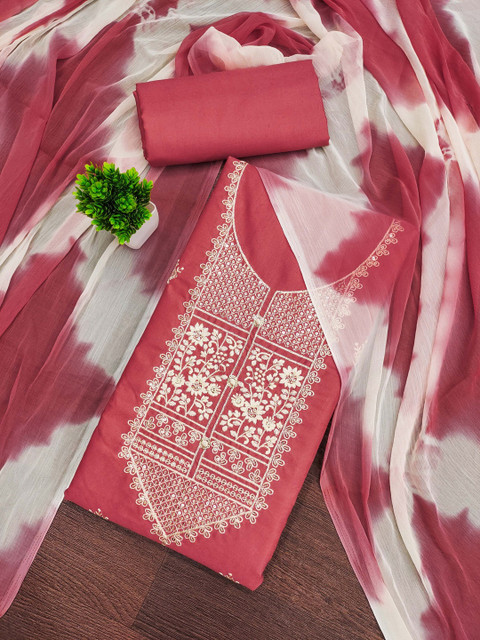 Dhaaga Ghar Embroidered Pure Cotton Unstitched Dress Material