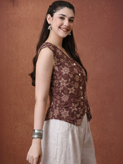 Klotden Floral Print Cotton Blend Top - Image 7