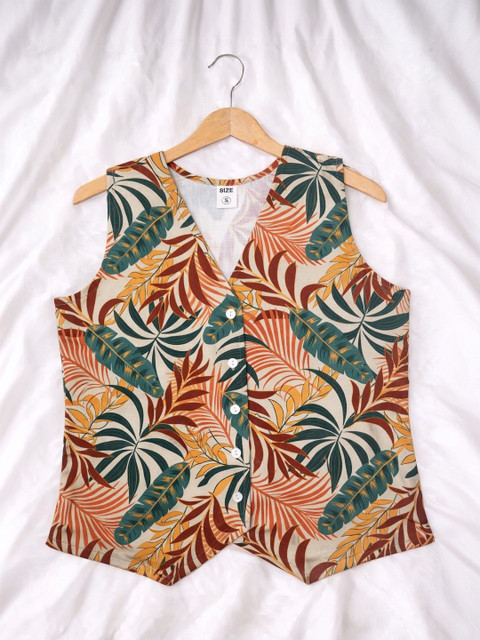 AVNISA ENTERPRISE Tropical Print Tropical Cotton Blend Top - Image 4