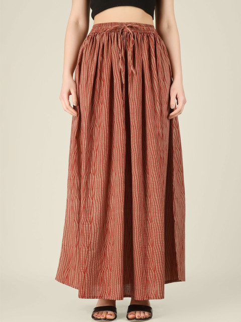 SPARSA Women Pure Cotton Cotton Cambric Maxi Flared Skirt