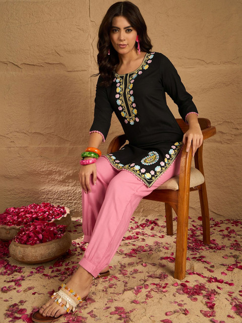 Anouk Mirage Embroidered Shirt Collar Neck Tunic With Trouser Co-Ords - Image 7