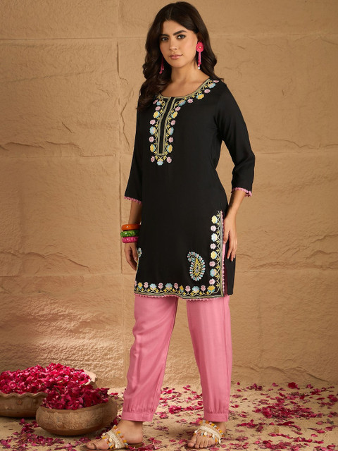 Anouk Mirage Embroidered Shirt Collar Neck Tunic With Trouser Co-Ords - Image 3