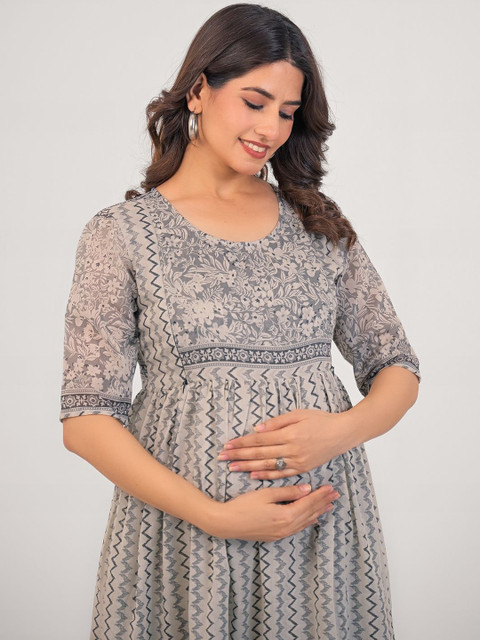 Pahiya Floral Print A-Line Midi Dress