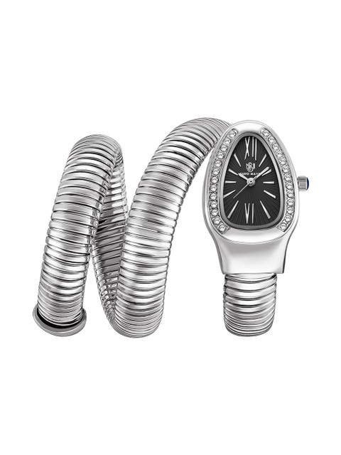 SANSIMAYO Women Embellished Dial & Stainless Steel Straps Analogue Watch SM-L-0091-S-S-B