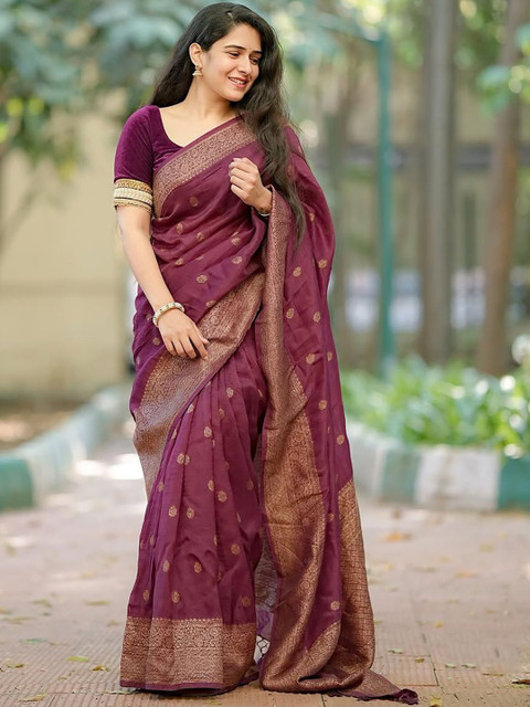 Dhaaga Ghar Woven Design Zari Silk Blend Designer Banarasi Saree