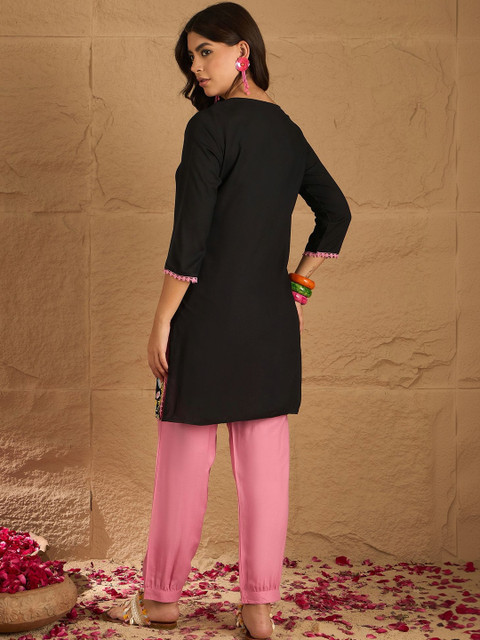 Anouk Mirage Embroidered Shirt Collar Neck Tunic With Trouser Co-Ords - Image 2