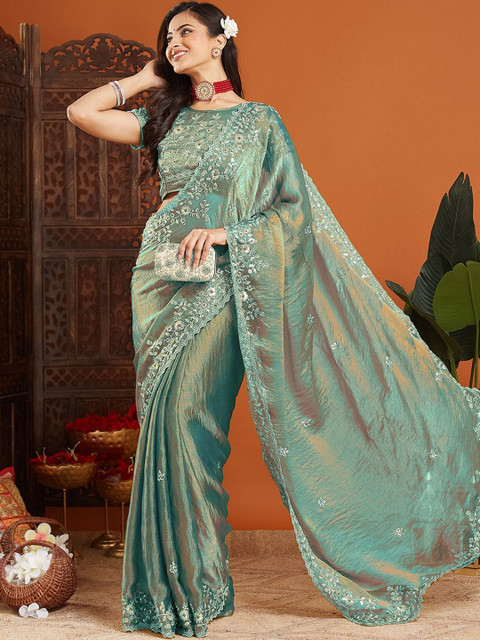 Urban Pallu Woven Design Embroidered Organza Designer Mysore Silk Saree