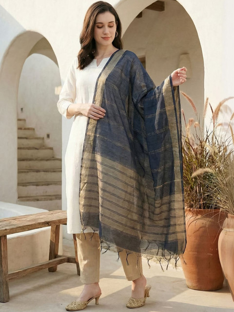 Indo Era Striped Dupatta with Zari