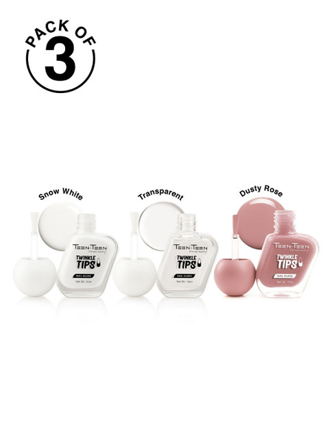 TEEN TEEN COSMETICS Set Of 3 Twinkle Tips Nail Gloss - 10 ml Each -Pink - Shade - 02-03-16