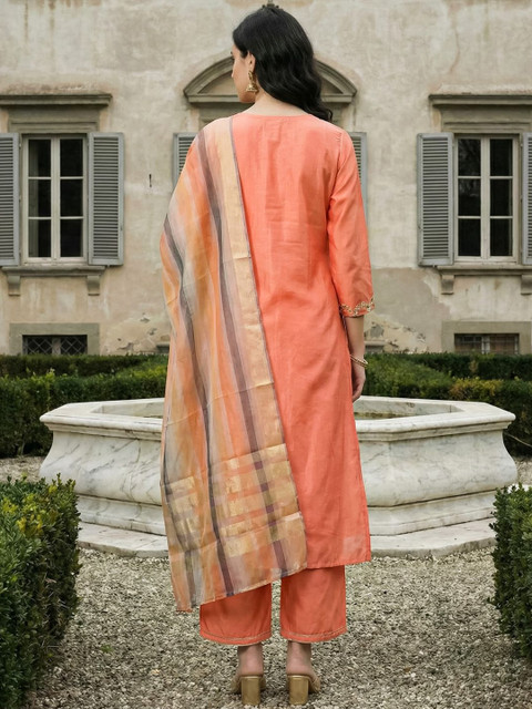 Indo Era Woven Design Organza Dupatta with Zari - Image 3
