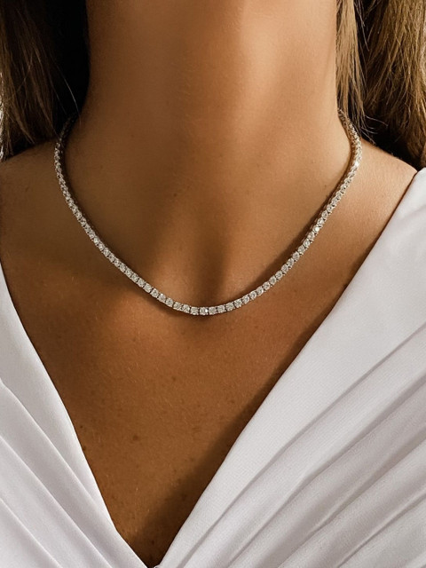 FIMBUL Silver-Plated Artificial Stones Necklace