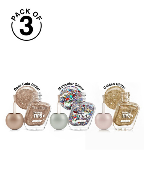 TEEN TEEN COSMETICS Set Of 3 Twinkle Tips Nail Gloss - 10 ml Each - Gold - Shade -43-42-46