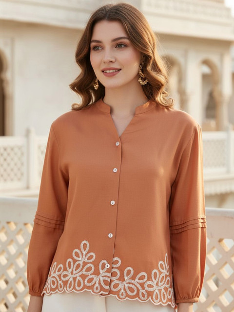 Anouk Rustic Embroidered Thread Work Pure Cotton Thread Work Kurti
