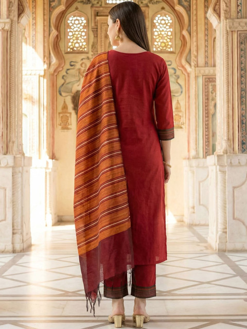 Indo Era Striped Art Silk Dupatta with Sequinned - Image 3