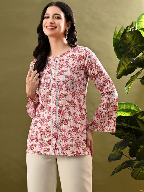 DressBerry Floral Print Cotton Lace Top
