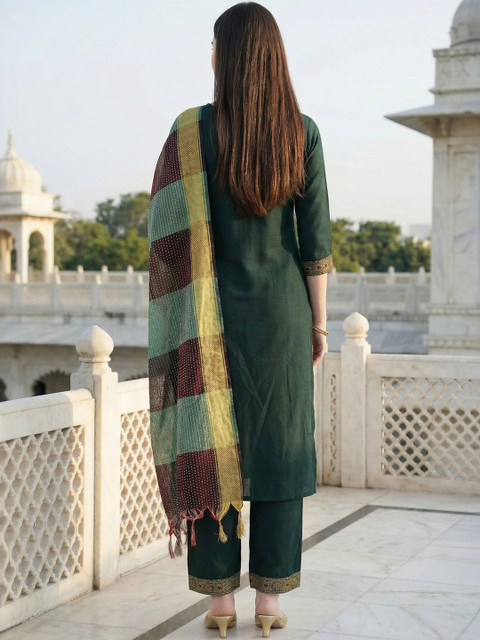 Indo Era Woven Design Art Silk Dupatta with Zari - Image 3