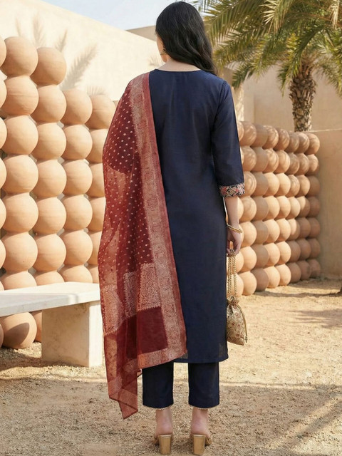 Indo Era Ethnic Motifs Woven Design Organza Dupatta with Zari - Image 2