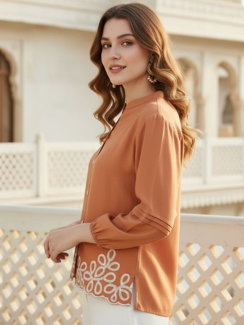 Anouk Rustic Embroidered Thread Work Pure Cotton Thread Work Kurti - Image 4