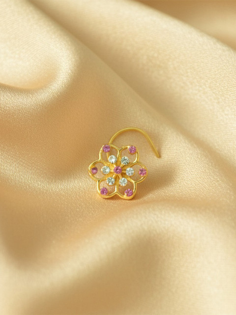 SHREEVARAM Gold-Plated Cubic Zirconia Ring Nosepin