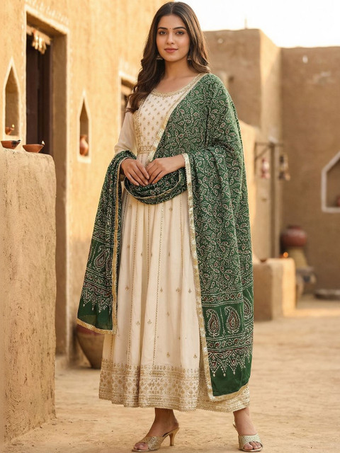 Kaizen TEXO FAB Ethnic Motifs Printed Block Print Dupatta with Zari