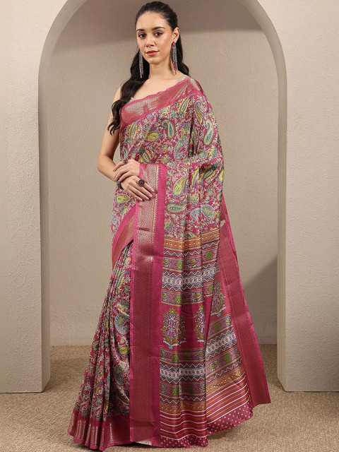 Libas Paisley Silk Blend Handloom Saree - Image 2