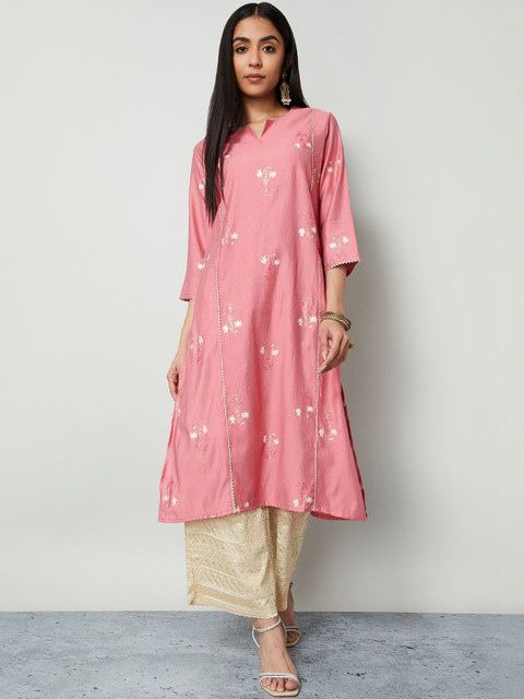 Melange by Lifestyle Women Ethnic Motifs Printed Flared Sleeves Thread Work Kurta