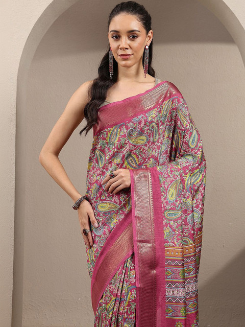 Libas Paisley Silk Blend Handloom Saree - Image 7
