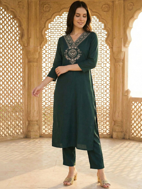 Indo Era Embroidered Top With Trousers Co-Ords