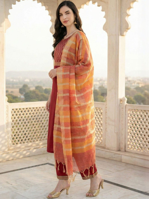 Indo Era Striped Art Silk Dupatta