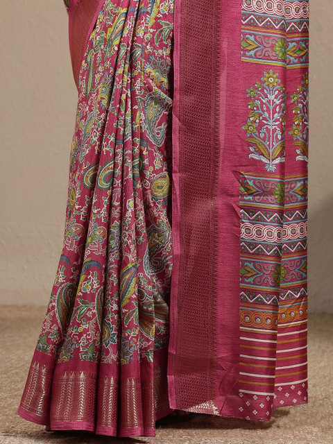 Libas Paisley Silk Blend Handloom Saree - Image 6