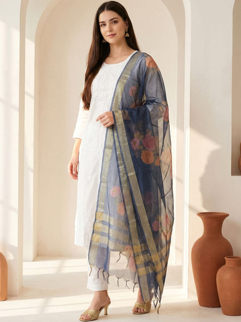 Indo Era Printed Organza Dupatta