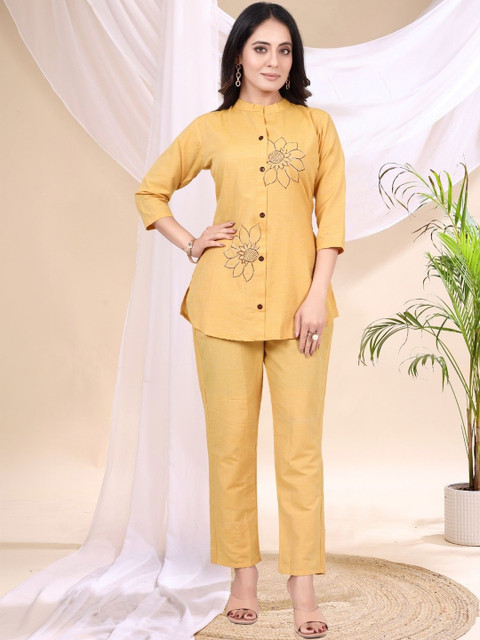 Anouk Rustic Embroidered Mandarin Collar Shirt & Trousers Co-Ords