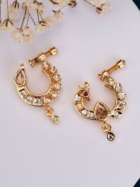 Opal Touch Gold-Plated Cubic Zirconia Ring Nosepin