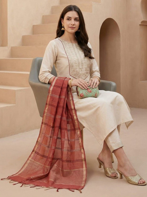 Indo Era Woven Design Dupatta with Sequinned