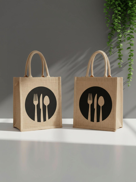 prettykrafts Set of 2 Foldable Lunch bags Travel Accessory