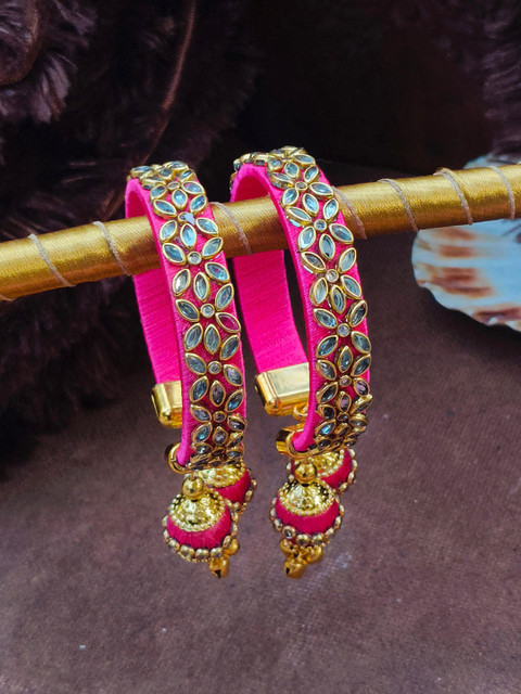 ADVIKA CREATIONS Set Of 2 Kundan Bangle