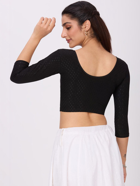 Plus Size Woven-Design Saree Blouse - Image 2