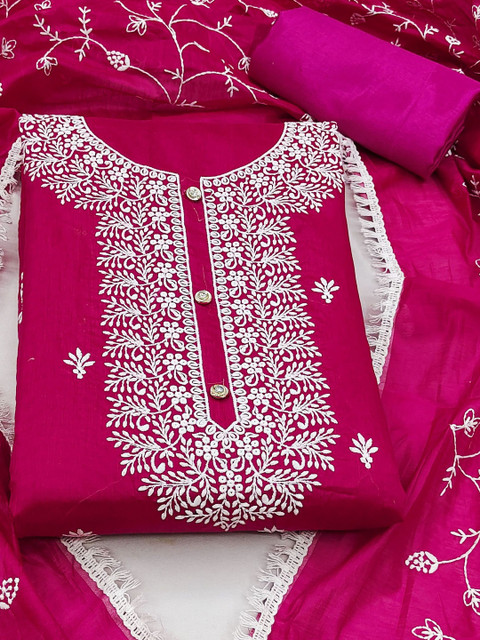 Dhaaga Ghar Embroidered Pure Cotton Unstitched Dress Material - Image 2