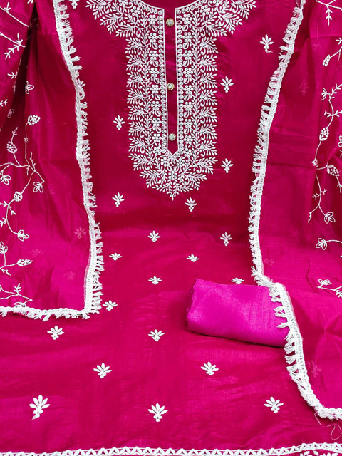Dhaaga Ghar Embroidered Pure Cotton Unstitched Dress Material - Image 5