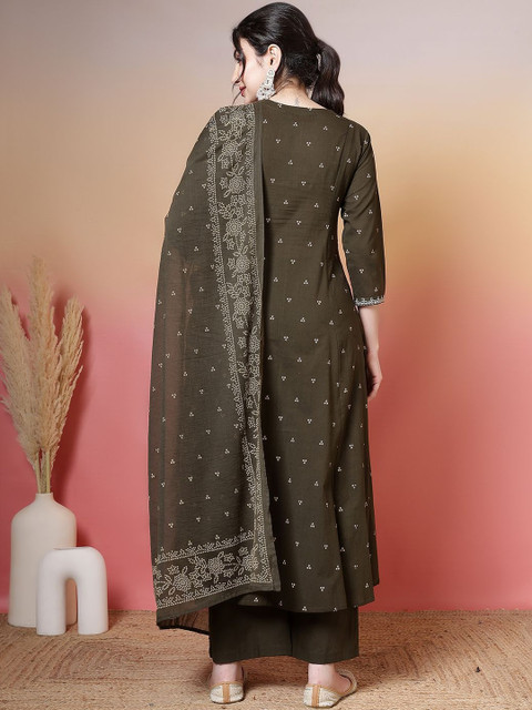 CHIRAAI Women Ethnic Motifs Yoke Design Regular Pure Cotton Kurta with Palazzos & With Dupatta - Image 7