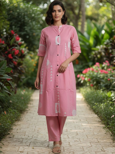 Gopi Prem Women Printed Regular Pure Cotton Kurta with Trousers