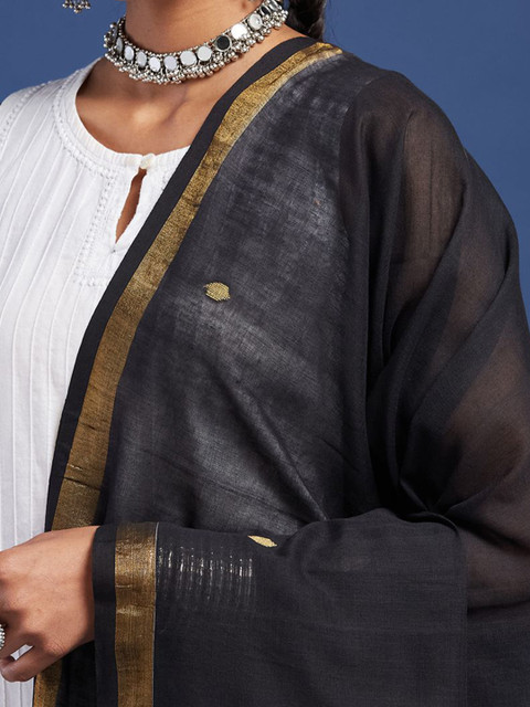 Taavi Floral Woven Design Cotton Dupatta - Image 2