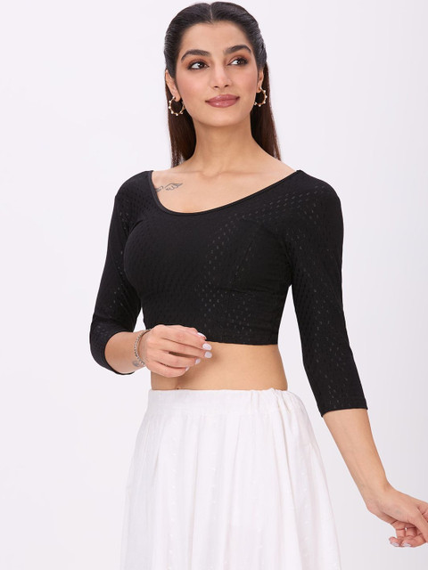 Plus Size Woven-Design Saree Blouse - Image 5