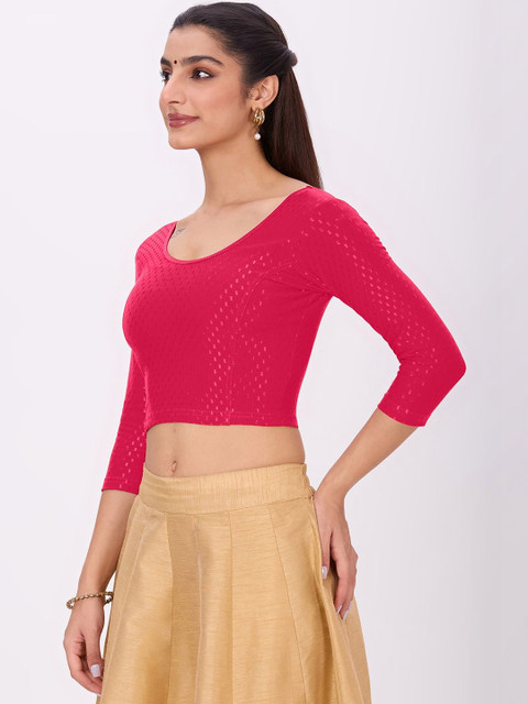 Plus Size Woven-Design Saree Blouse - Image 3