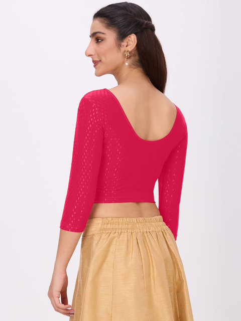 Plus Size Woven-Design Saree Blouse - Image 2