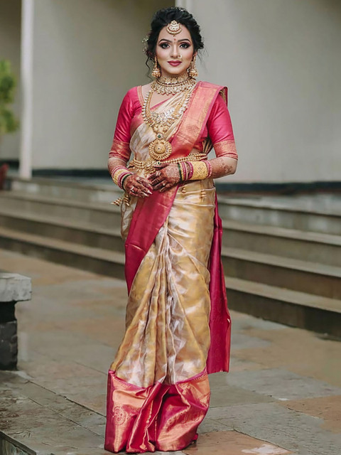 Dhaaga Ghar Woven Design Zari Silk Blend Heavy Work Banarasi Saree