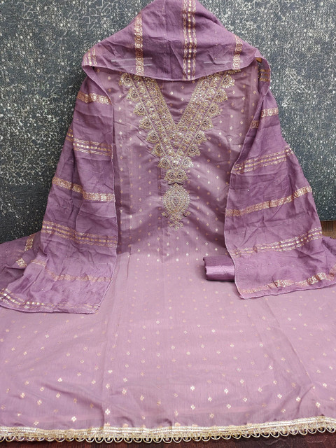 HERE&NOW Embroidered Silk Georgette Unstitched Dress Material - Image 3