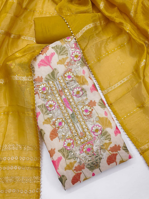HERE&NOW Printed Unstitched Dress Material - Image 2